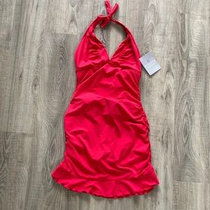 NWT Athleta Shirrendipity Swim Dress in Red